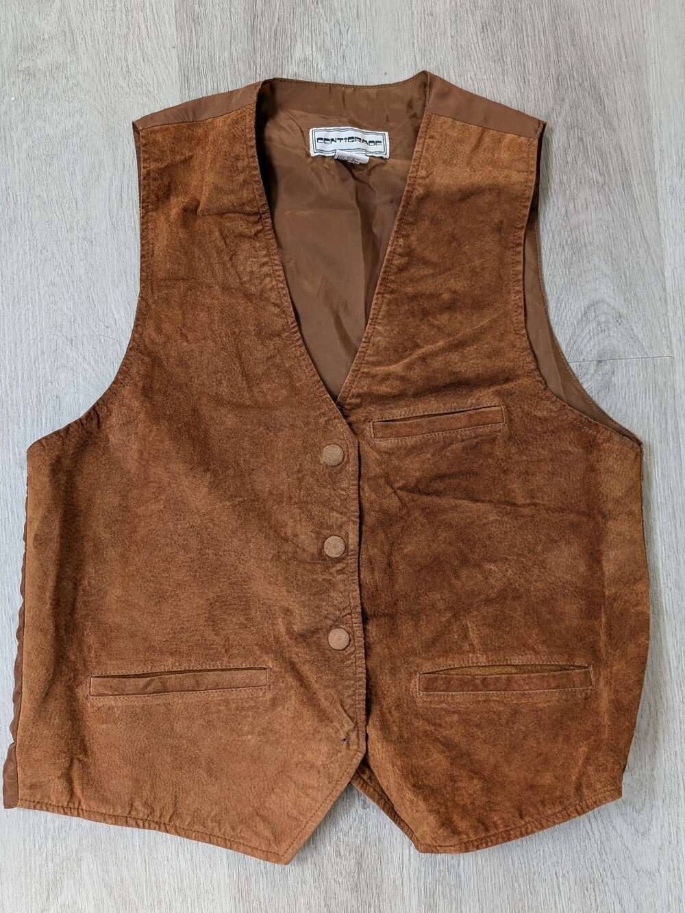 Centigrade Vintage Brown Suede Leather Women's Fall Halloween Vest M *As Is*
